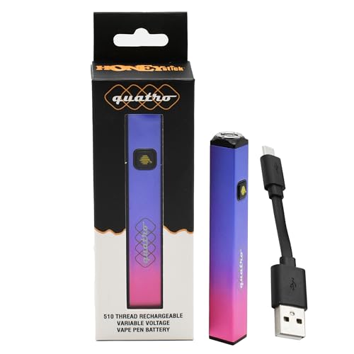 HoneyStick Quatro 510 Thread Battery Cube Shaped Vape Pen Battery for CBD and Thick Oil with 400mAh Capacity and 3 Voltage Settings No Nicotine