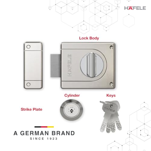 Image of Hafele Small Rim Dead Lock | Dimple Key Security | Double Throw Deadbolt | Durable Finish | Silver | 10 Years Warranty