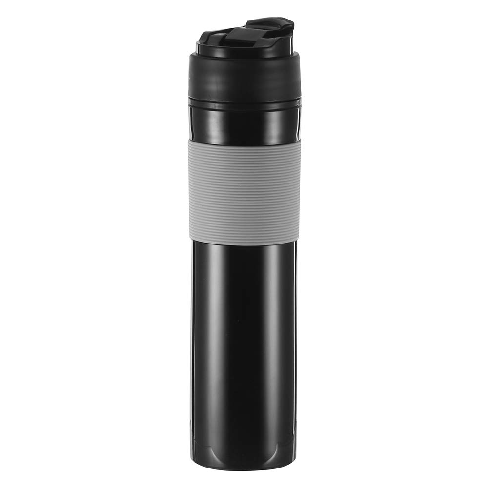 350ML Portable French Press Coffee Press Tea Coffee Maker Bottle Travel Mug, Black