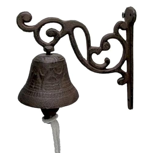 Namvo Door Bell,Cast Iron Antique Country House Look, Handmade Cast Iron Doorbell in Antique Style,Loud Sound,Front Door Wall Bell,Garden Decoration Weatherproof,Brown