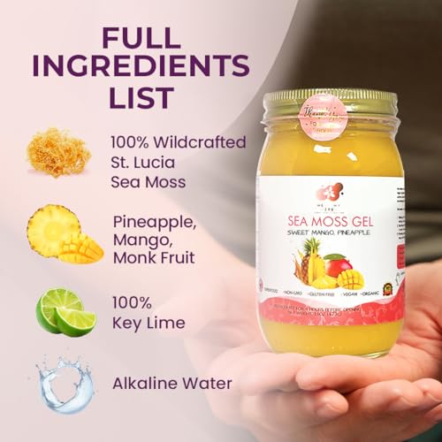 Healthy Herbs Sea Moss Gel (Sweet Mango Pineapple) Wildcrafted From Jamaican St Lucia Gold Seamoss | Wild-Harvested Superfood Rich In Essential Vitamins & Minerals | Vegan, Non-GMO, US-Made (16 oz.) - Image 3
