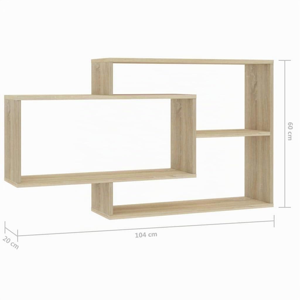 SKM Étagère Murale, Étagères pour Salon Chambre Bureau Chêne Sonoma 104x20x60 cm Aggloméré