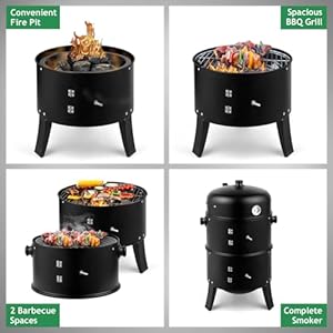 16-Inch-Charcoal-BBQ-Smoker-Grill3-in-1-Portable-Vertical-Grill-Cooker-with-Built-in-Thermometers-Adjustable-Vent-Systems-for-Outdoor-Backyard-Cooking-Camping-Patio-Parties - Urban Country Home Decor 16-Inch-Charcoal-BBQ-Smoker-Grill3-in-1-Portable-Vertical-Grill-Cooker-with-Built-in-Thermometers-Adjustable-Vent-Systems-for-Outdoor-Backyard-Cooking-Camping-Patio-Parties
