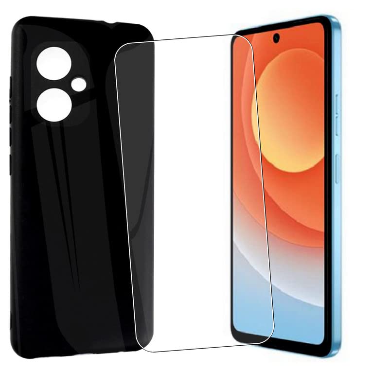 Cover Cases for Tecno Camon 20 Pro 5G Phone Case(6.67 inches),Black Soft TPU Protection Cover Case with 1 Tempered Glass Screen Protector