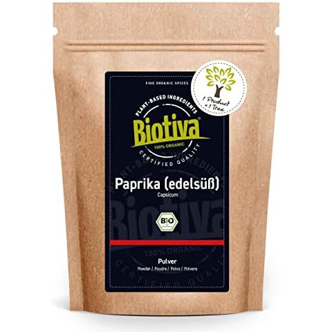 Biotiva Sweet Peppers, Finely Ground Organic 250g - Paprika Powder Hungarian - 100% Organic Quality - Highly Aromatic - Gourmets and Experts - Packed and Controlled in Germany (DE-ECO-005) Cover