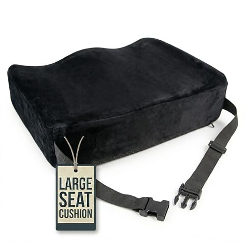 Aeris Large Seat Cushion for Office Chairs - Ergonomic Memory Foam Chair Cushion for Enhanced Comfort During Long Hours of Sitting &Driving - Ideal for Car&Truck Seats,Wheelchairs -With Washable Cover