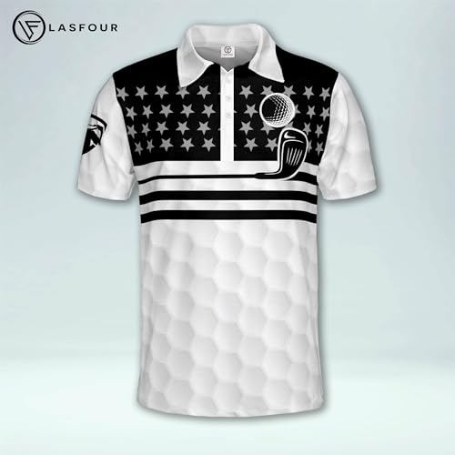 LASFOUR Funny Golf Polo Shirts for Men, Crazy Short Sleeve, Lightweight Golf Polo Shirts for Dad, Grandpa.2