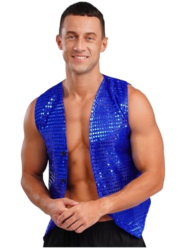 YiZYiF Men Shiny Sequins Vests Glitter Waistcoat Party Dress Vest Wedding Nightclub Stage Gilet Suit