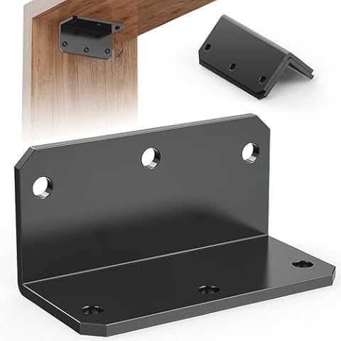 Wuno Shop 2"x4" Galvanized Corner Brace, 90 Degree Angle Iron Brackets with Holes, Metal Joint Bracket, Heavy Duty Right Angle Bracket for Wood Furniture, Raised Garden Bed Corner Brackets-black-2 pcs Cover