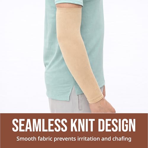 Image of UV Sun Protection Arm Sleeves for Men & Women - UPF 50+ Cooling Hand Cover for Biking, Cricket, Driving & Cycling - Tan Protection Guard