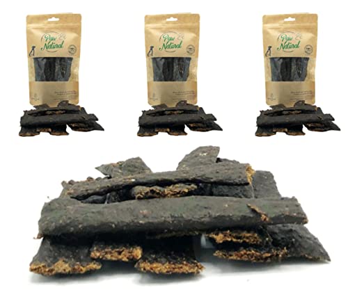Paw Natural Hunde Leckerlis (3x150g) Rind-Streifen | 100% Gluten- & getreidefrei | aus frischem Fleisch gesunder Tiere (450g)
