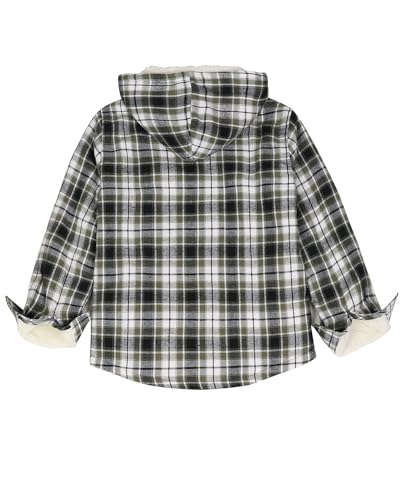 Image of ZENTHACE Boys Sherpa Fleece Lined Flannel Plaid Button Down Shirt Jacket,Hooded Flannel Shirt with Hand Pockets