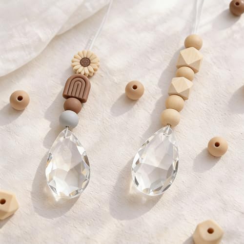 YPLonon 122 Stück Handgemachter Sonnenfänger Kristall Bastelset Sonnenfänger DIY Set mit Holzperlen und Kristallkugel Fensterdeko Boho Regenbogen für Wohndekoration