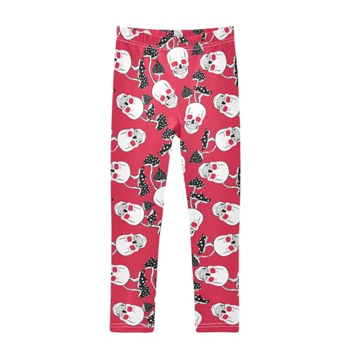 Skull and Mushroom Girls Leggings,Workout Leggings for Girls Toddler Athletic Leggings Size for 3-10T