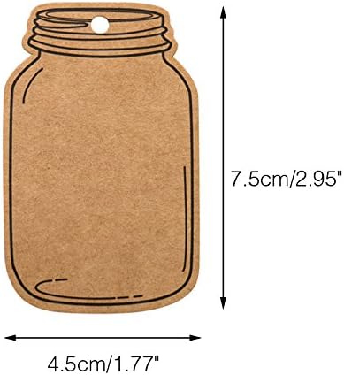 Mason Jar Shaped Tags,100PCS Mini Kraft Paper Gift Tags,Craft Card Tag,Gift Wrap Tags,Creative Blank Craft Paper Label DIY Hang Tags with Jute Twine (7.5x4.5cm Brown)