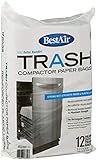 Trash Compactor Bags 12 Count Heavy Duty Paper Plastic Liner Pre-Cuffed Mount