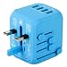 Upgraded Universal Travel Adapter, Castries All-in-one Worldwide Travel Charger Travel Socket, International Power Adapter with 4 USB Ports, AC Plug for Over 150 Countries, Travel Accessories, Blue