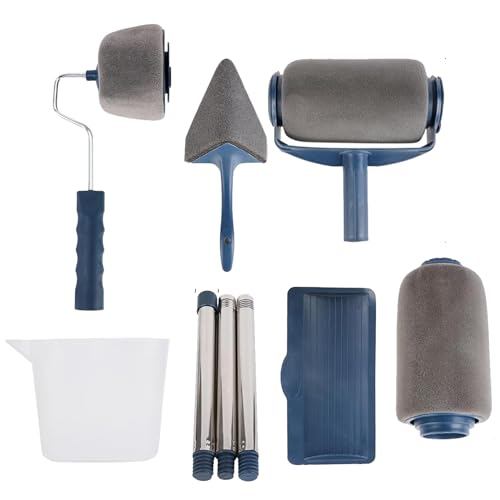 Bamyli 7PCS Paint Roller Set, Non Drip Paint Roller, Paint Roller, Extendable Paint Roller, Painting Tools, Wall Paint Roller Set for House, Office Wall,Ceiling Painting