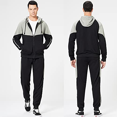 Caluomatt Tracksuit Men, Casual Outfit Athletic Sweatsuits For Men Jogging Suits Sets 2 Pcs Black L #TOP4