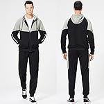 CALUOMATT Men's Hooded Athletic Tracksuit Sweatsuit Long Sleeve Full-Zip Jogging Sweatpants 2 Piece Patchwork Sportsuits - Image 5