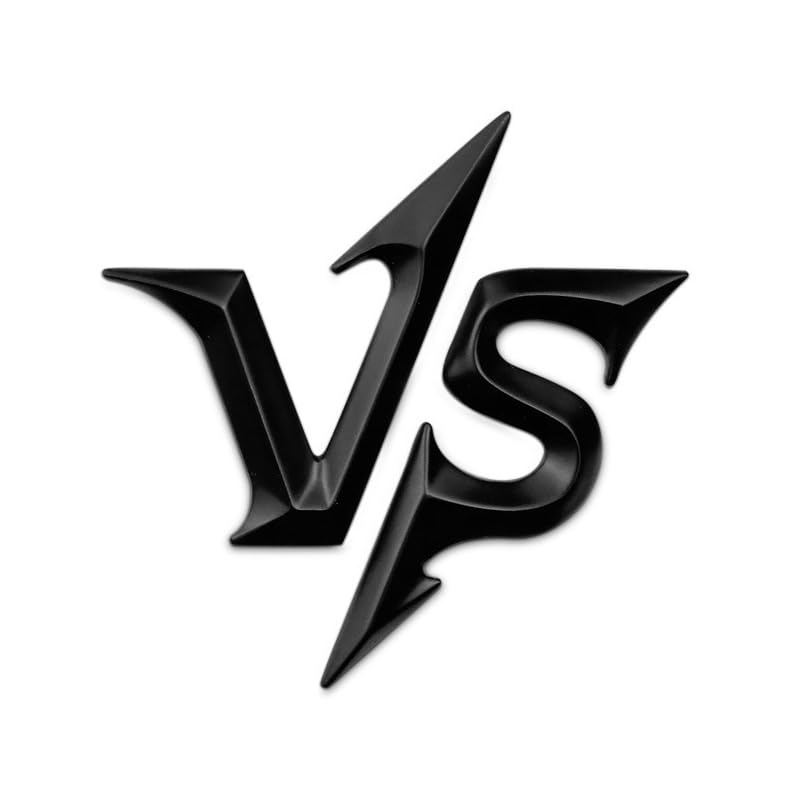 Noizzy 3D Metal 'VS' Versus Car Emblem - Black Chrome Styling Accessory