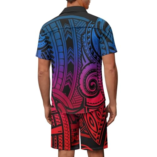 Puletasi Samoa Men's Hawaiian Matching Set Short Sleeve Shirt and Shorts Set Beach Tropical Vacation Outfits Sets3