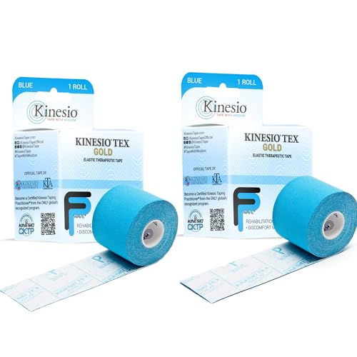 Kinesio Taping - Elastic Therapeutic Athletic Tape Tex Gold FP - Blue– 2 in. x 16.4 ft - 2 Pack