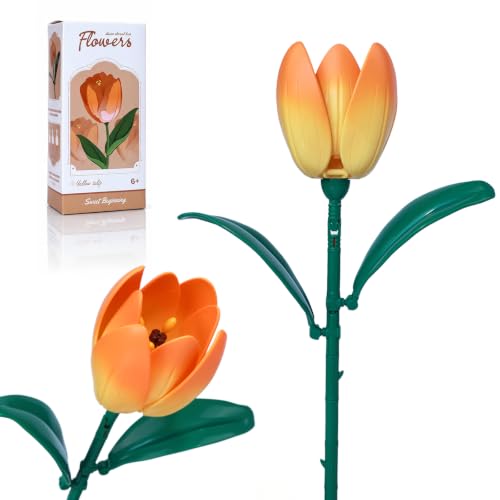 Yellow Tulip Flower Bouquet Building Set for Adult Gift Idea Home Decor by Cafecat - Used condition - US$8.91