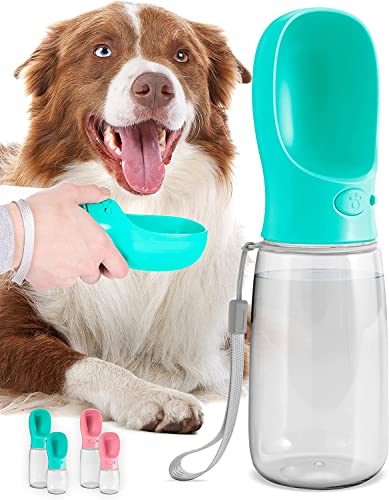 MalsiPree Hundewasserflasche, auslaufsicherer tragbarer Welpenwasserspender mit Trinkfutterautomat für Haustiere im Freien, Wandern, Reisen, Kunststoff in Lebensmittelqualität (550ML, Blau) Cover