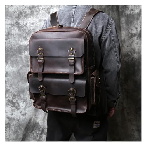 Retro Leather Backpack For Men Large Capacity Genuine Leather Mens Backpack Cowhide Travel Bag For Men(Retro brown)3