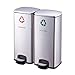 Basurero Reciclaje Colector de Basura de Doble Compartimiento, Acero Inoxidable Cepillado, 60 litros / 16 galones Basurero Cubo de Cocina