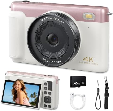 Digital Camera for Teens, 2026 Latest 4K 75MP Autofocus WiFi Vlog...
