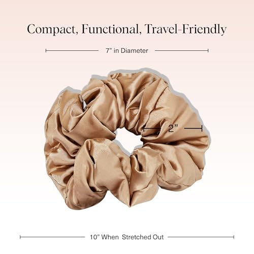 Image of Kitsch Satin Scrunchies for Women - No Crease, Frizz Control | Softer Than Silk Scrunchies Gentle On Hair Scrunchies for All Hair Types | Stylish Hair Accessories - Charcoal & Gold, 2pcs