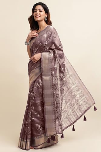 Image of MIRCHI FASHION Women Saree Cotton Blend Kalamkari Printed | Comfortable Office and Regular Daily Use Sari with Unstitched Blouse Piece
