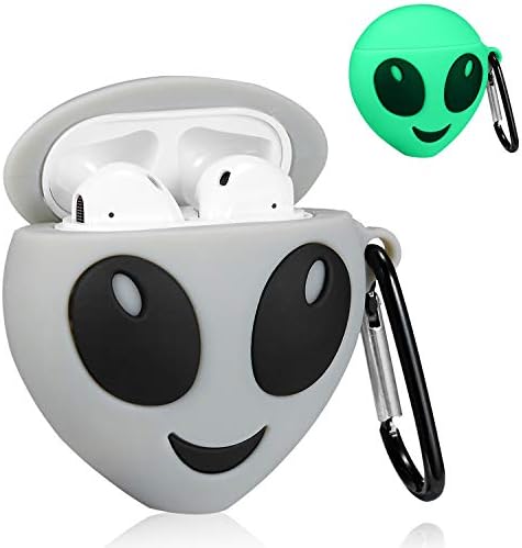 Mulafnxal Compatible with Airpods 1&2 Case,Silicone 3D Cute Fun Cartoon Funny Character Desginer Airpod Cover,Kawaii Fashion Cool Chic Design Skin,Shockproof Cases for Teens Girls Boys Air pods(Alien)