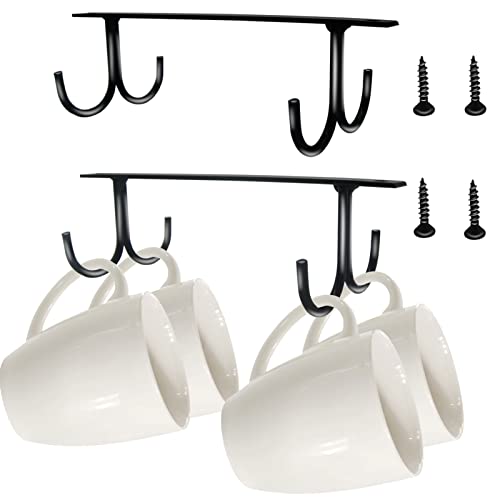 Mug Rack Under Cabinet 2 Pack,Thickened 5Mm Metal Coffee Mug Holder Under Shelf With 8 Big Hooks For All Cups,Heavy Duty Coffee Cup Holder,Multifunctional Coffee Cup Rack #TOP24
