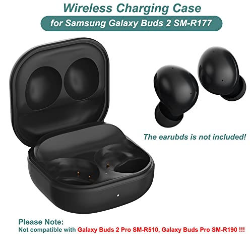 Charging Case for Galaxy Buds 2 SM-R177 (Not for Galaxy Buds 2 Pro SM-R510), Replacement Charger Case Dock Station for Samsung Earbuds (Black)