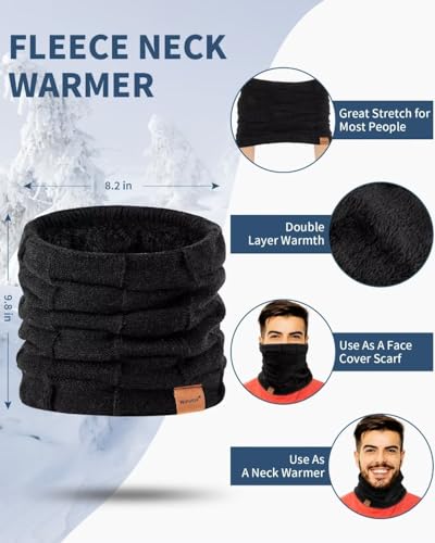 Winuesa Mütze, Schal & Handschuh-Sets für Damen Herren, Slouchy Beanie Mütze Herren Winter Strickmütze Touchscreen Handschuhe Schal Halswärmer Schlauchschal Geschenk set(Schwarz)