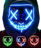 Halloween Mask, Scary Led Costume Mask, Masquerade Cosplay Light Up Face Mask for Men Women Kids, No UV Damage, Clown Mask for Adults