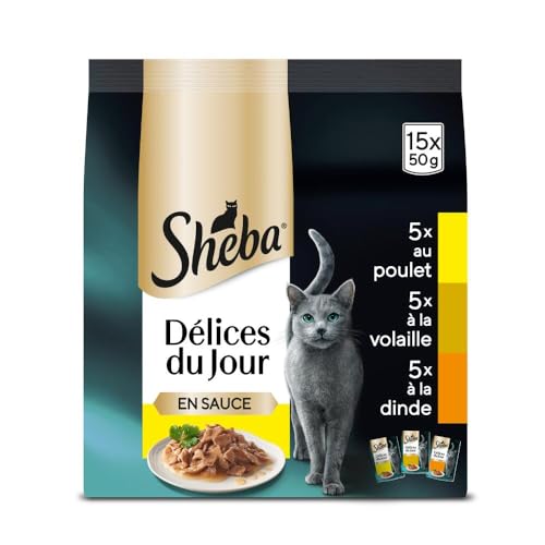 Sheba Délices du Jour Sachets Fraîcheur pour Chat Adulte/Sélection à la Volaille en Sauce/75...