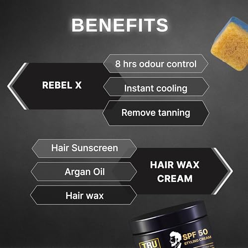 Image of Tru hair & skin Rebelx soap with natural Loofah - 100gm + SPF 50 Styling Cream - 50gm