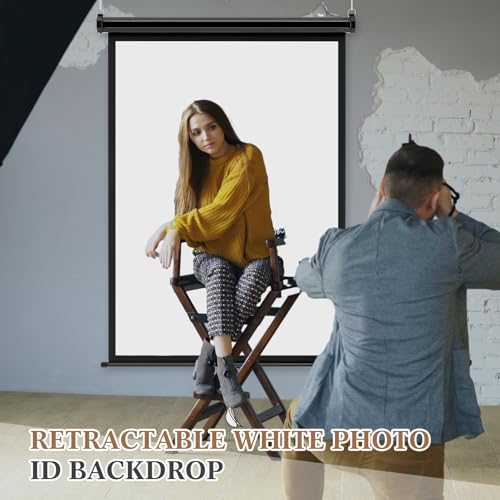 Retractable White Backdrop Screen 36.2" x 55" ID Photo Portable Background Roll-up/Pull-Down Background Passport Auto Lock Photographic Backdrop for ID Passport Photos Photography - Image 6
