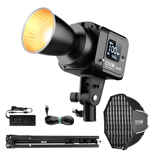 GVM SD80D 80W Bi-Color COB Video Light Kit, 2700K~7500K Continuous Studio Lighting for Photography with Bowens Mount Softbox&Stand, 8 Lighting Effects