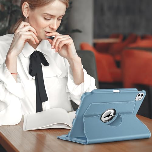 Image of Fintie Rotating Case for iPad Pro 11-inch (M5) 2025 / (M4) 2024 - [Built-in Pencil Holder] 360 Degree Swiveling Smart Stand Protective Cover, Auto Sleep /Wake, Ocean Blue