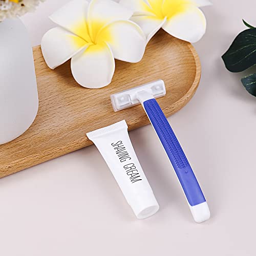 Disposable Razors In Bulk ,Razors Individually Wrapped Bulk,Twin Blade Razors With Clear Safety Cap And Shaving Cream, Razors For Homeless, Hotel,Air Bnb,Shelter/Homeless/Travel (50 Pcs) #TOP4