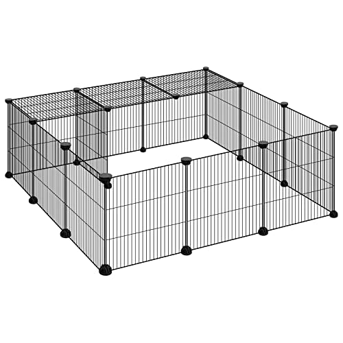 ELIGHTRY Enclos Lapin Interieur, Parc Cochon d'Inde modulable, Noir 109x109x39cm