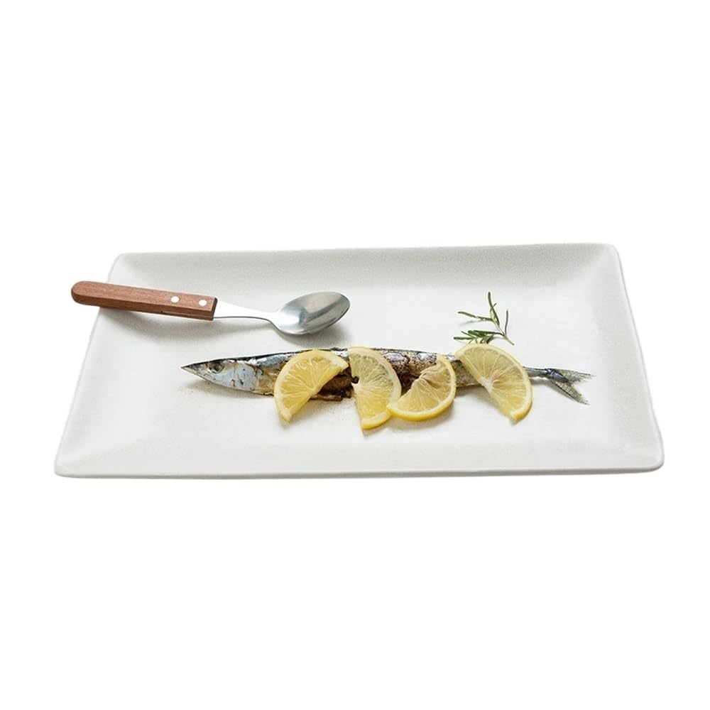 Platos de Camping platear de Pescado Extra Grande 15 Pulgadas, Rectangular cerámica for al vapeur Plato Decorativo(B)