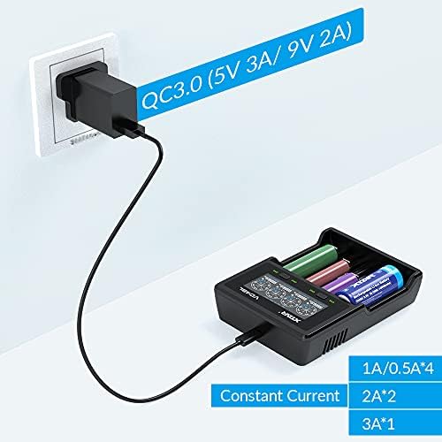 XTAR VC4 PLUS Battery Charger,included QC3.0 adapter charge Liion and Ni-MH battery at the same time 3A Fast Charger, 4 Bay Rechargeable Battery Charger (VC4 PLUS+ UK Adapter)