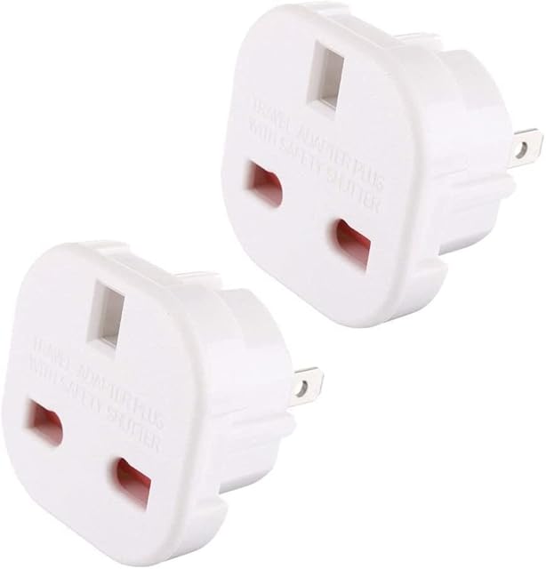Pack of 2 | Travel Adapter UK to US Travel Adaptor | UK plug 3 pin to America Plug 2 Pin Flat | Type G to Type A, B, I | UK to USA, Canada, Australia, Jamaica, Mexico, China, Japan and more (White)