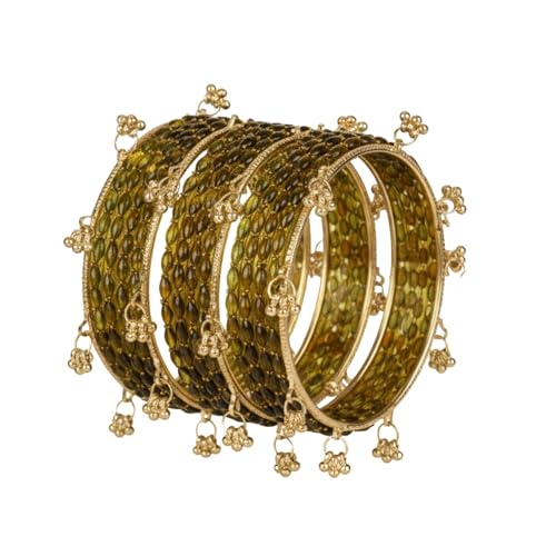 Image of Kashmiri Ghangharoo Glass Bangle Set for Women| Light Weight Bangles | Traditional Transparent Fancy Glass Chudi Set for Wedding, Party|Set Of 16(12 Glass + 4 ghungroo bangles)